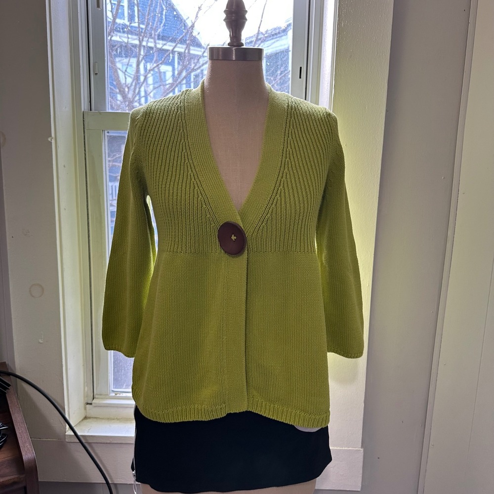 Boden Green Cardigan Size 10 100% cotton spring